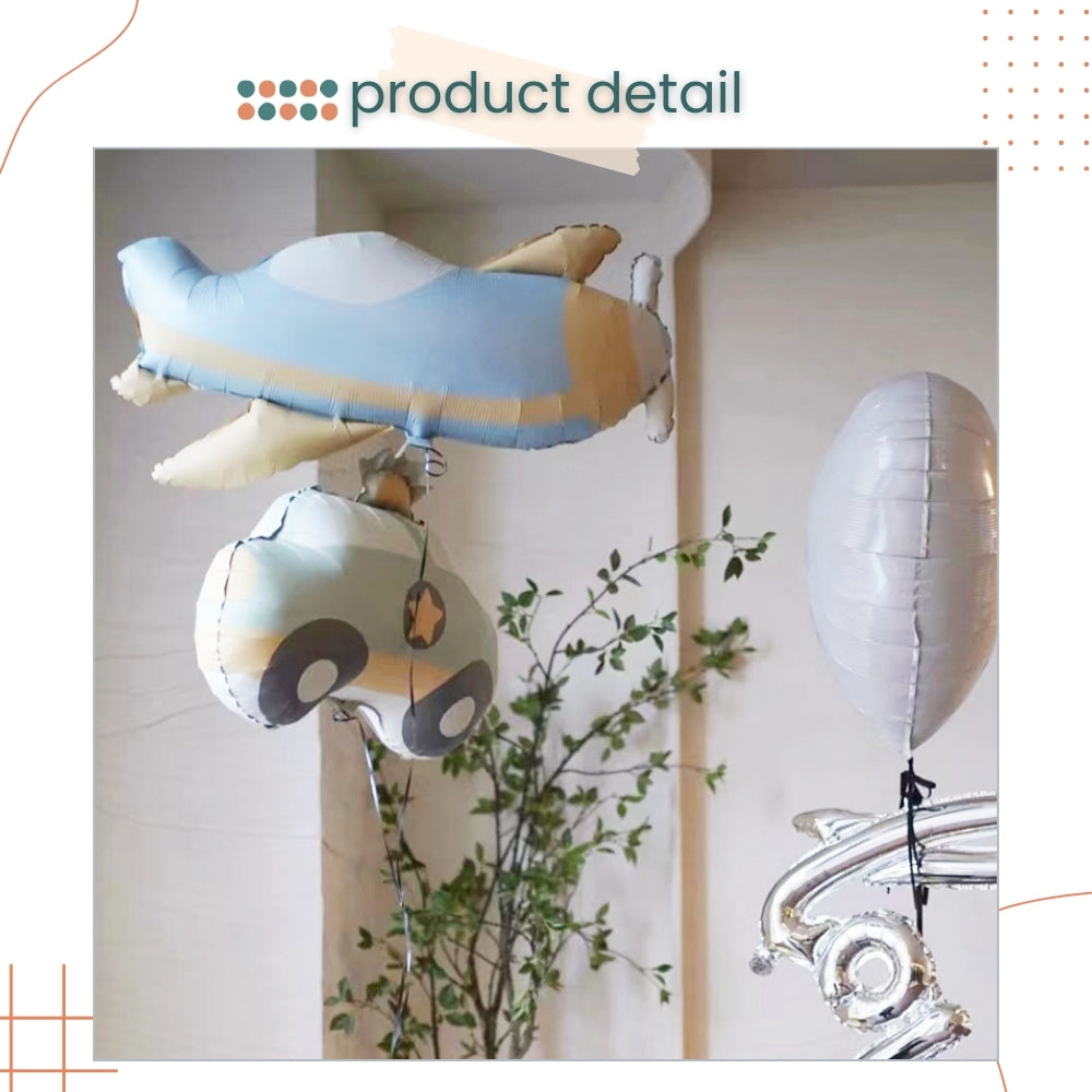 Premium Matt Finishing Airplane Car Rainbow Bear foil balloon for Birthday Decoration