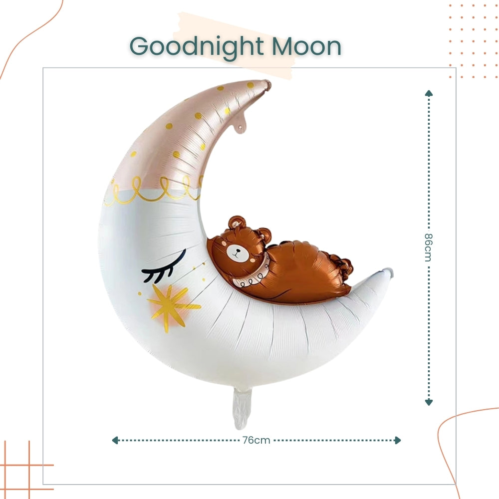 Premium Matt Finishing Goodnight moon Pink Mouse Rabbit Crane Foil balloon for birthday party decoration