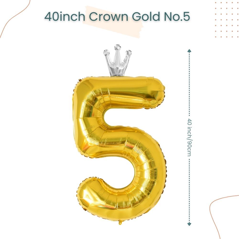 40 inch Gold Crown Number Balloon