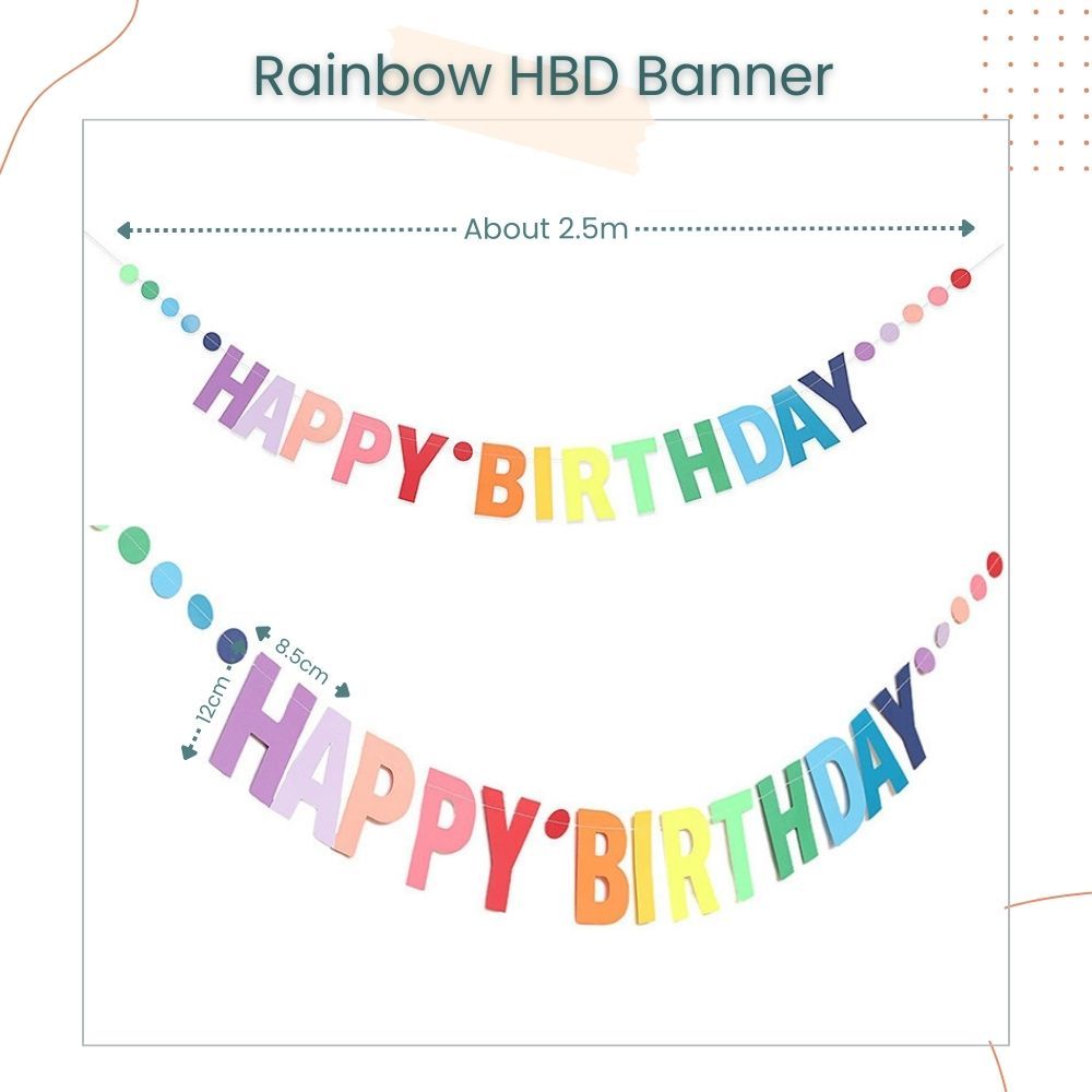 Korean Simple Rainbow HDB Banner for Birthday Parties Decoration