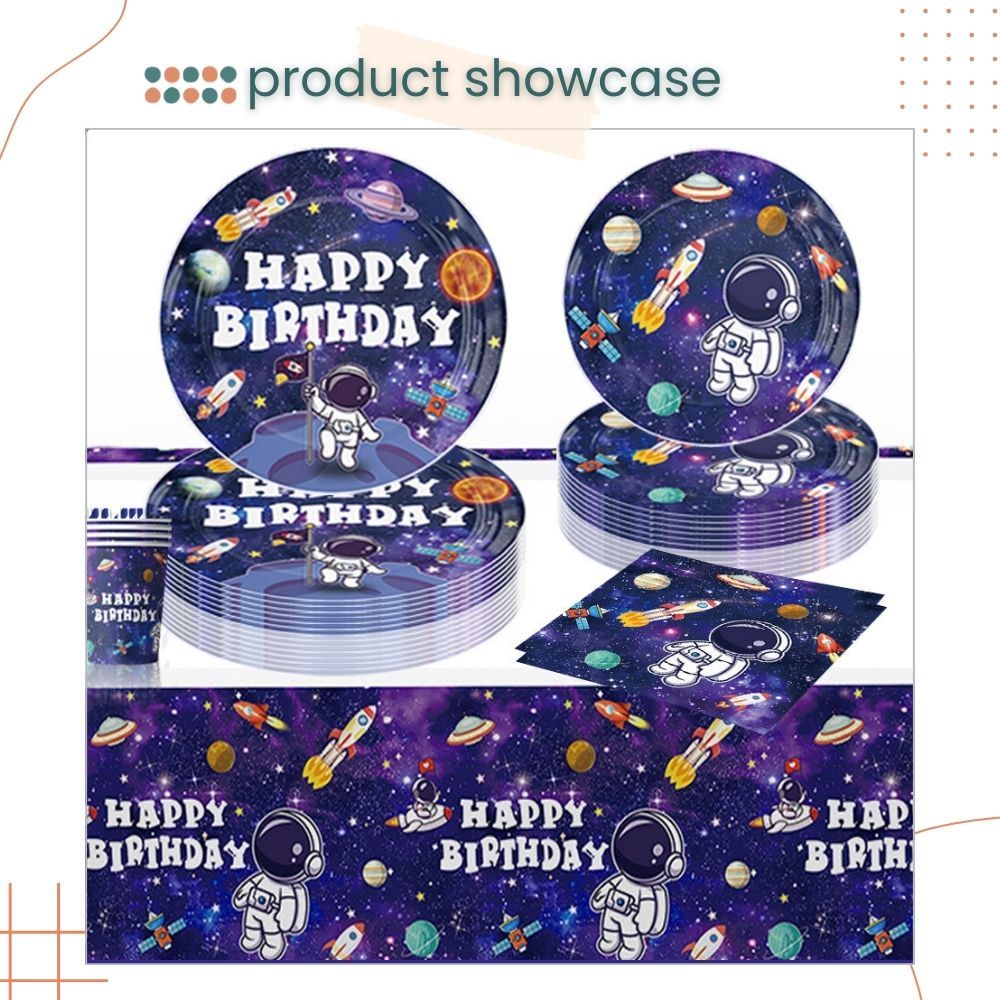 New Edition Space Astronaut Theme Tableware Banner for Birthday Partie Celebration