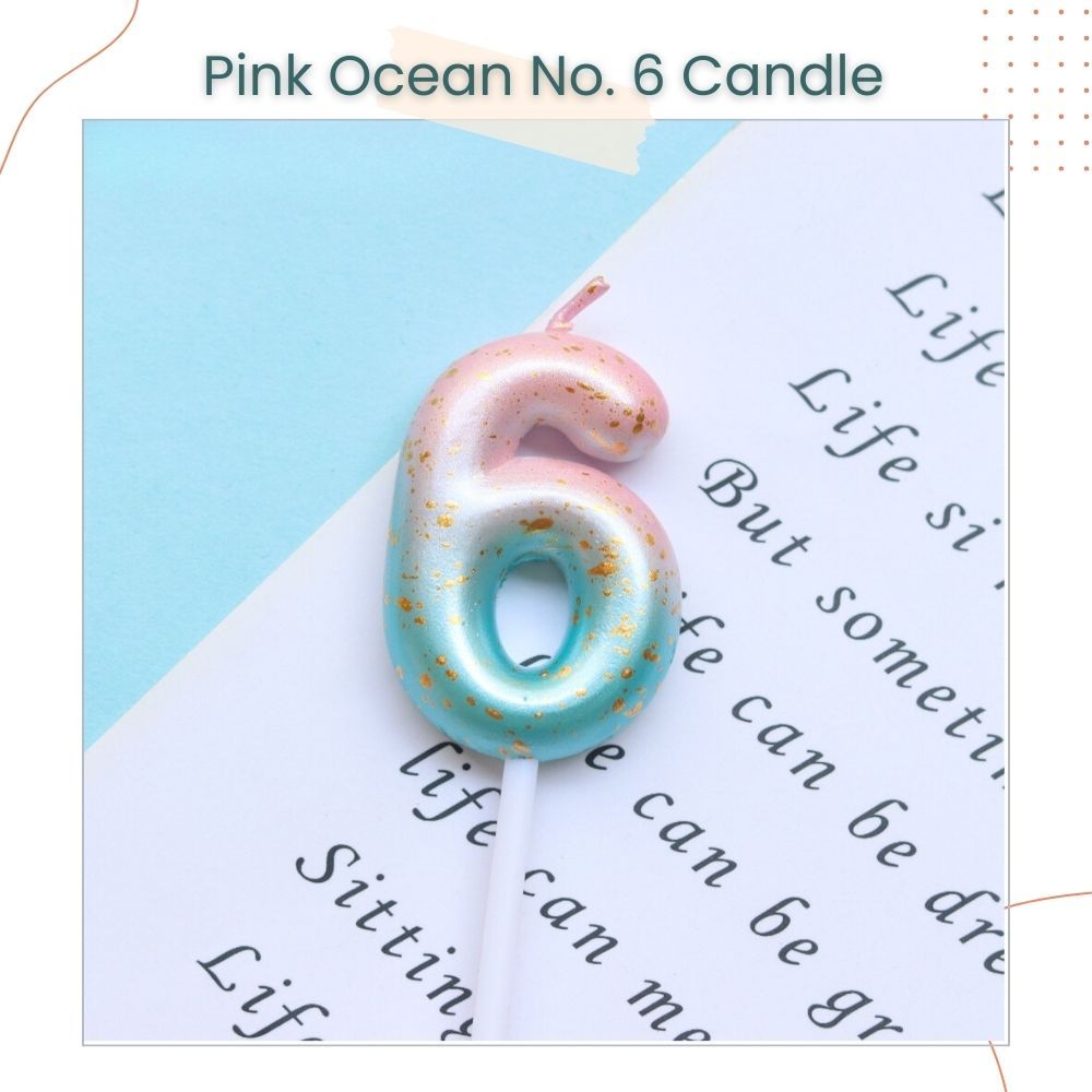 Pink Ocean and Purple Galaxy 0-9 Number Candle for Birthday Cake Decoration Birthday Party