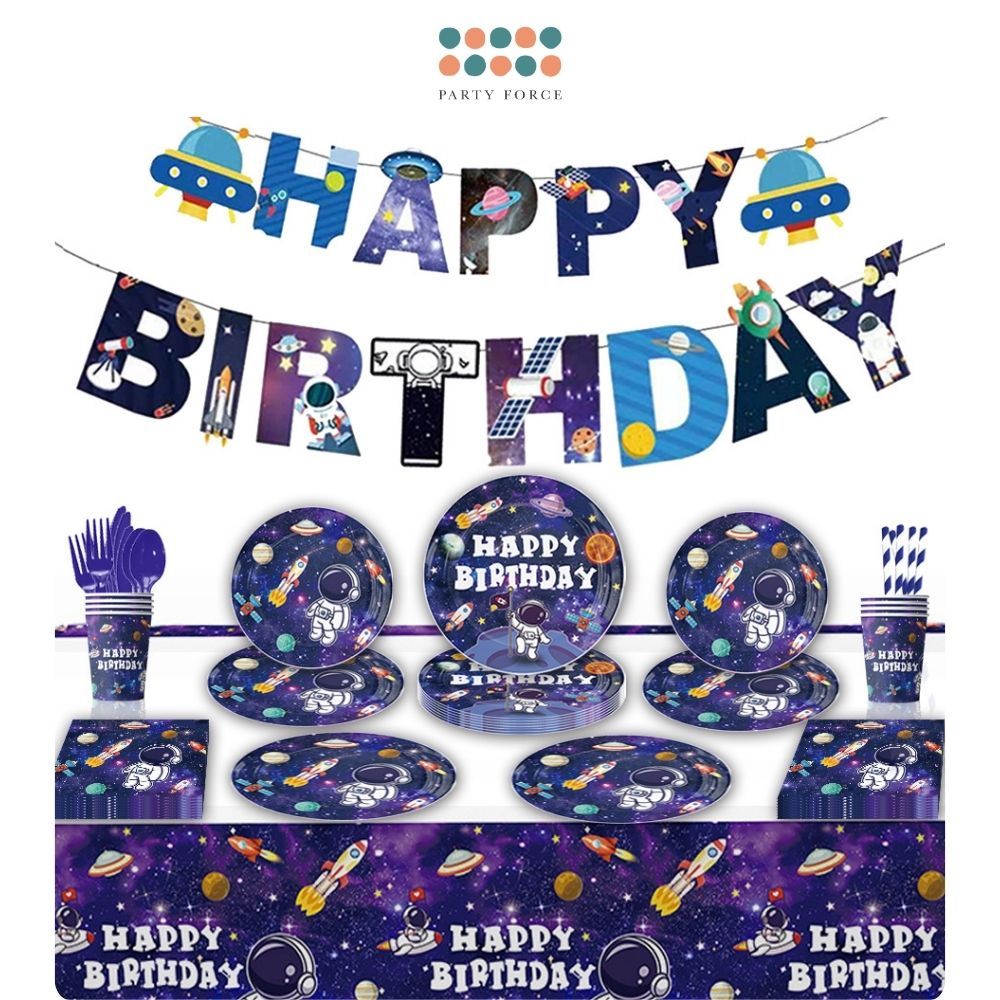 New Edition Space Astronaut Theme Tableware Banner for Birthday Partie Celebration