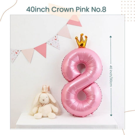 40 inch Pink Crown Number Balloon
