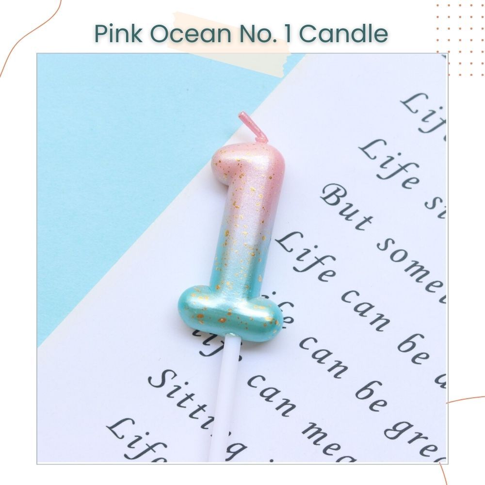 Pink Ocean and Purple Galaxy 0-9 Number Candle for Birthday Cake Decoration Birthday Party