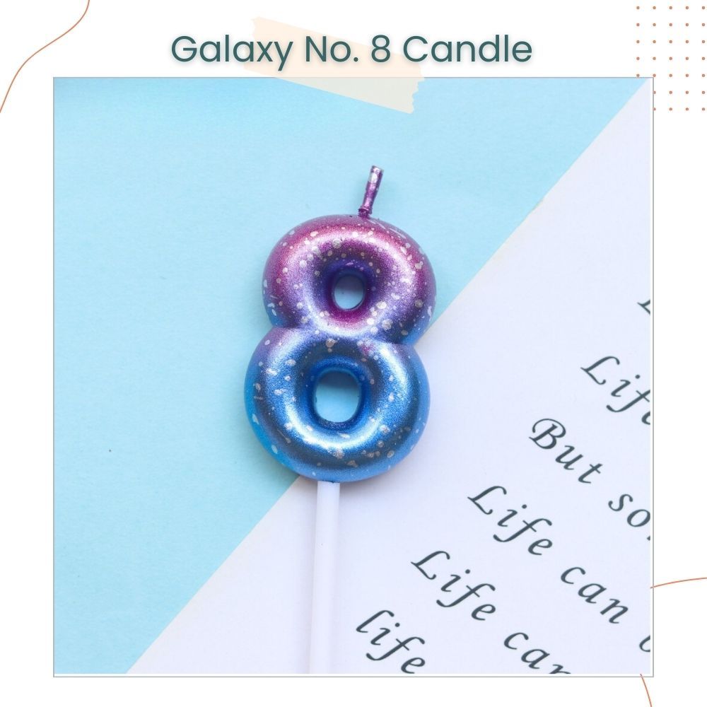 Pink Ocean and Purple Galaxy 0-9 Number Candle for Birthday Cake Decoration Birthday Party