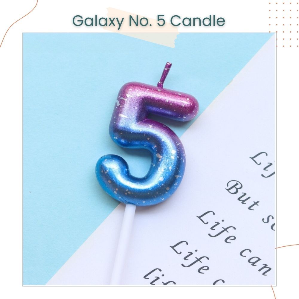 Pink Ocean and Purple Galaxy 0-9 Number Candle for Birthday Cake Decoration Birthday Party
