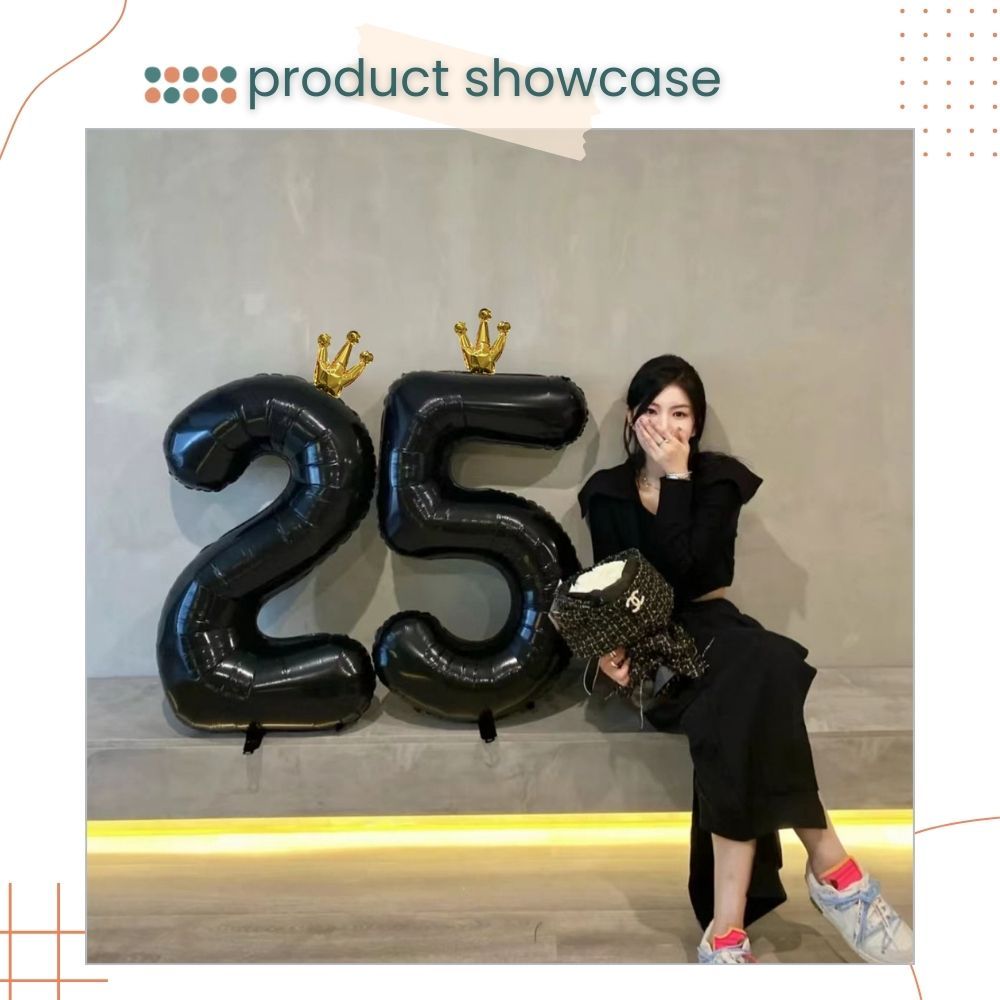 40 inch Black Crown Number Balloon