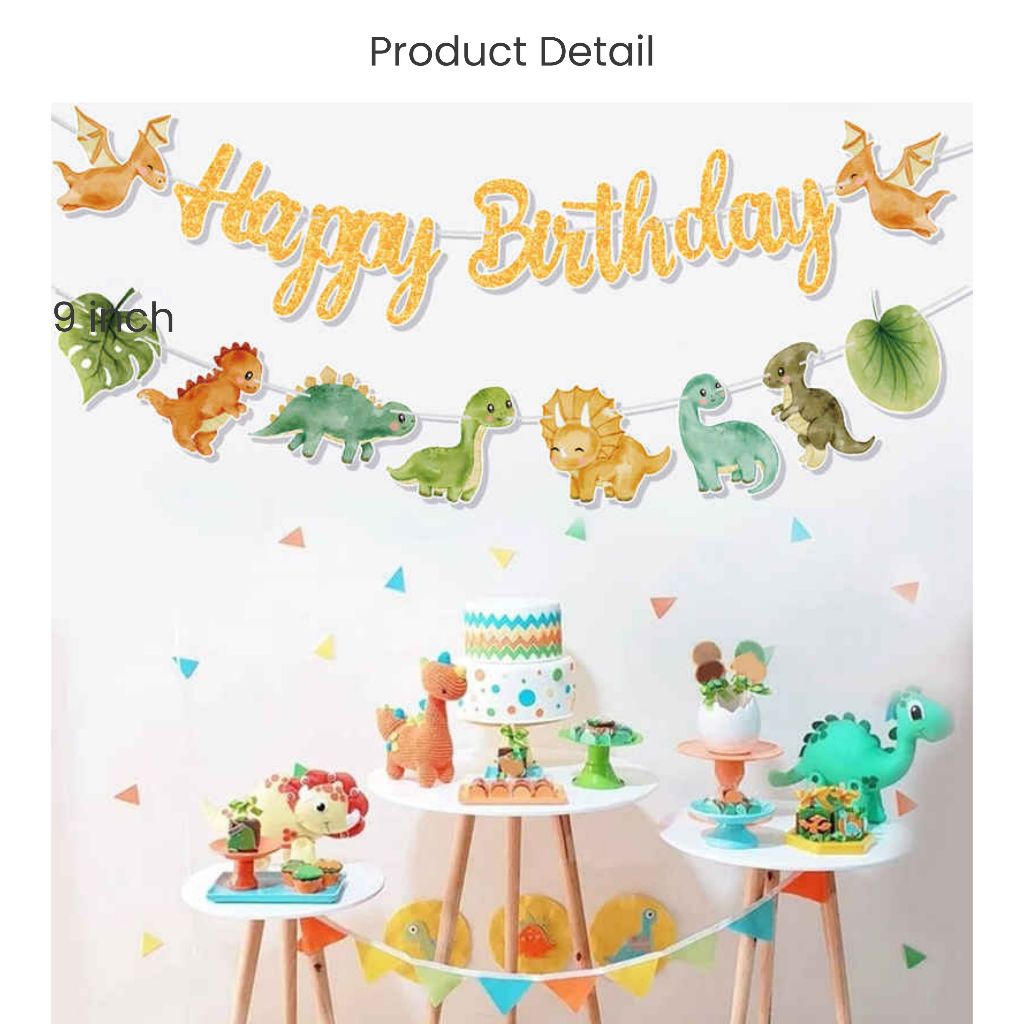 Kids Cartoon HBD Banner Mermaid Animal Dinosaur Construction Banner for Birthday Decoration