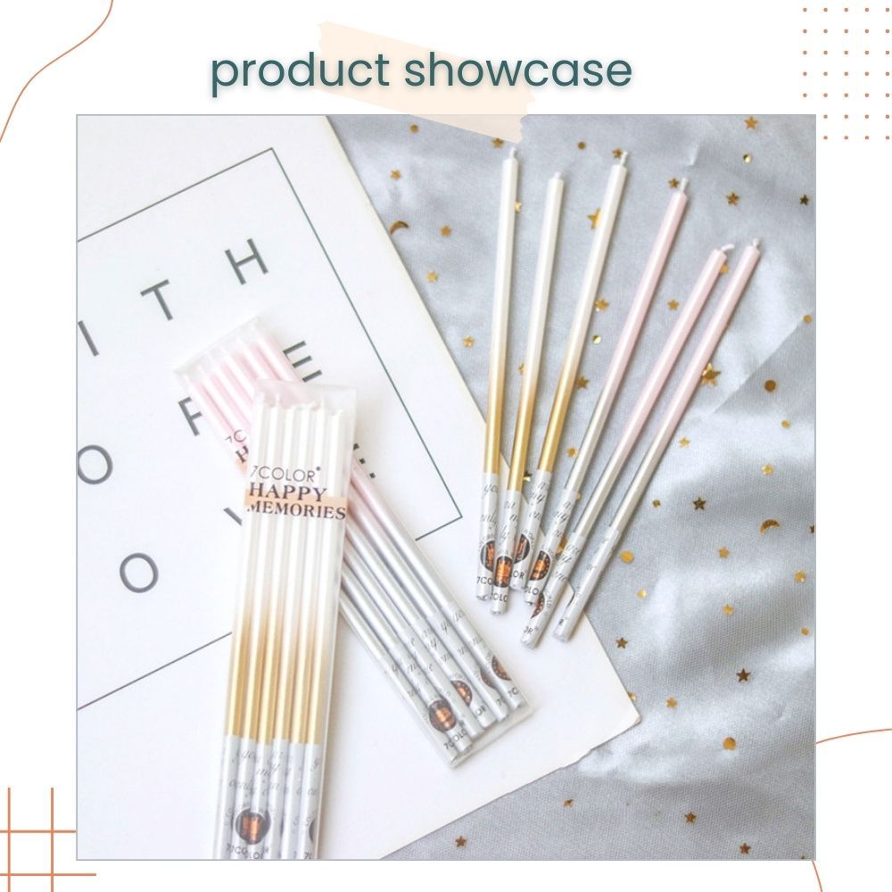 Simple Metal Long Pencil Birthday Cake Candles for Birthday Cake Decoration