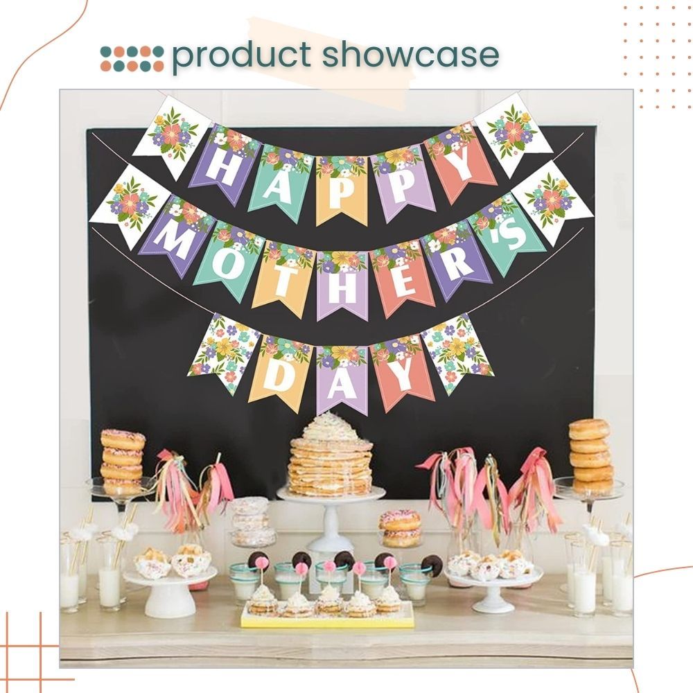 Happy Mother's Day Pastel Flower Design Banner For Mother's Day Parties Decoration