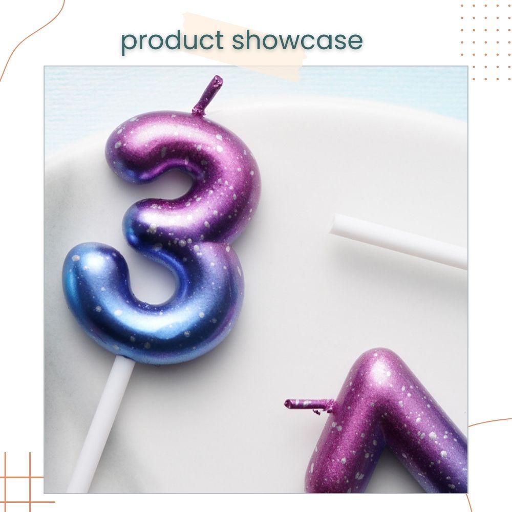 Pink Ocean and Purple Galaxy 0-9 Number Candle for Birthday Cake Decoration Birthday Party