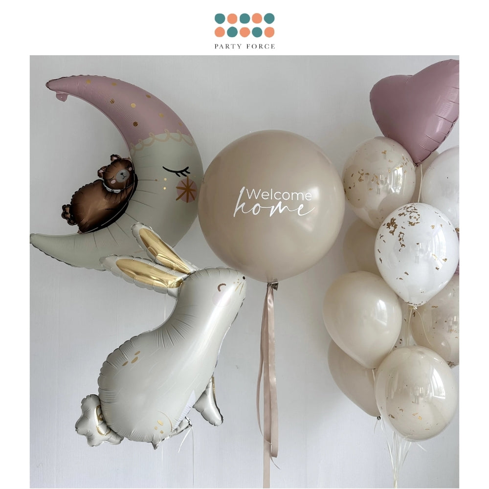 Premium Matt Finishing Goodnight moon Pink Mouse Rabbit Crane Foil balloon for birthday party decoration