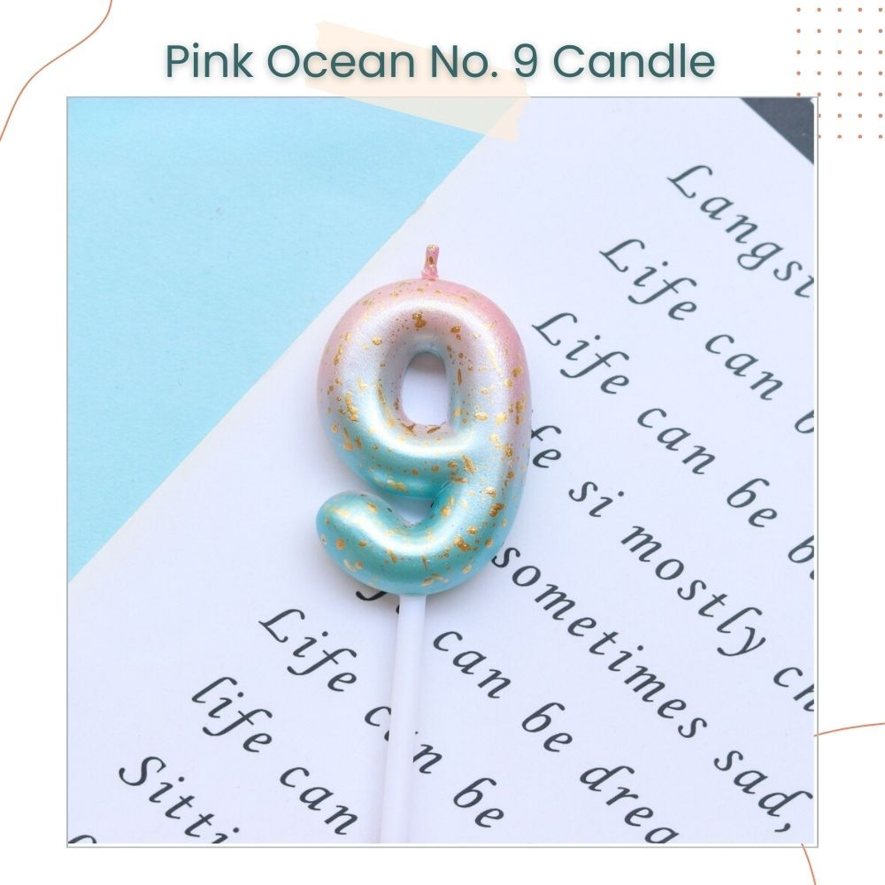 Pink Ocean and Purple Galaxy 0-9 Number Candle for Birthday Cake Decoration Birthday Party