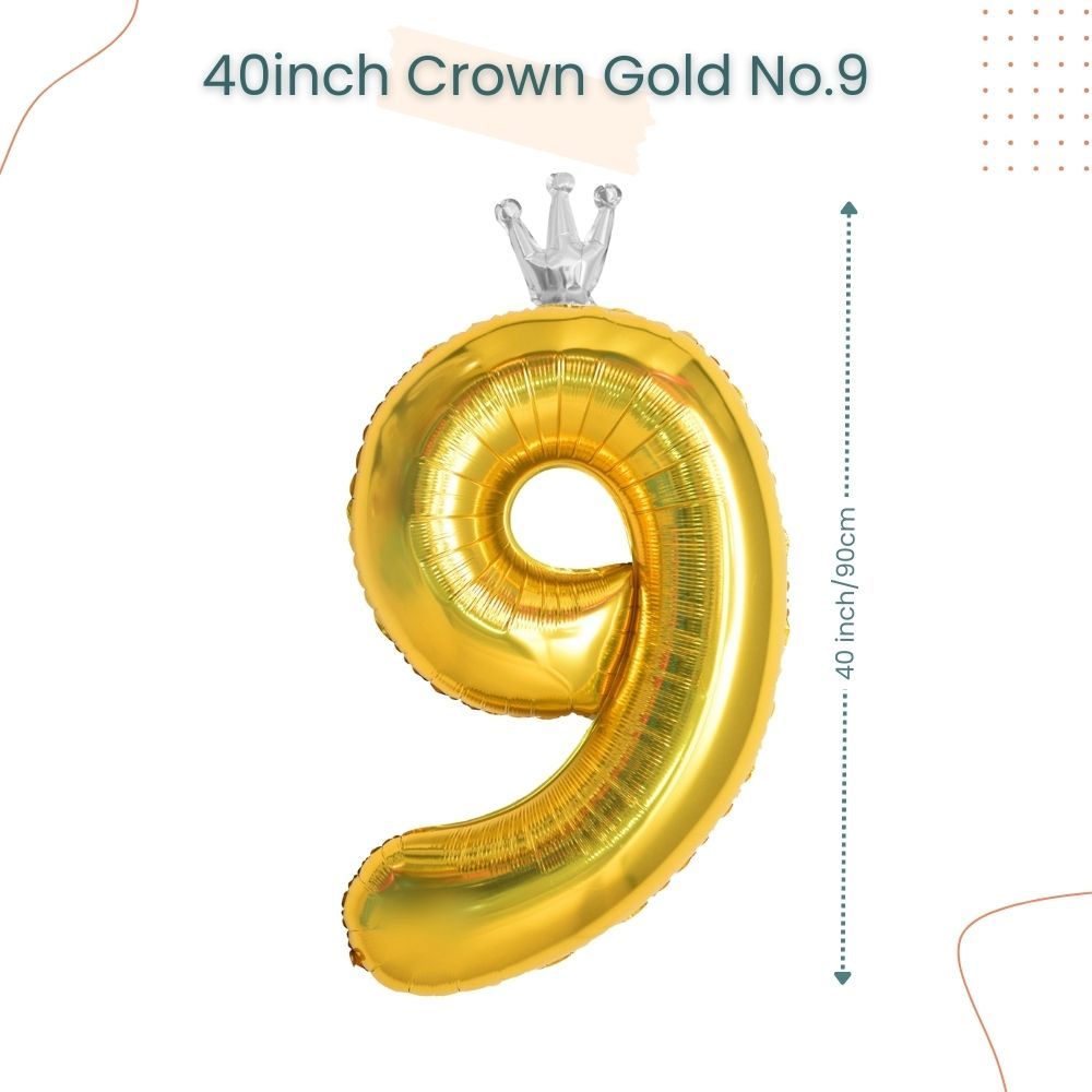40 inch Gold Crown Number Balloon
