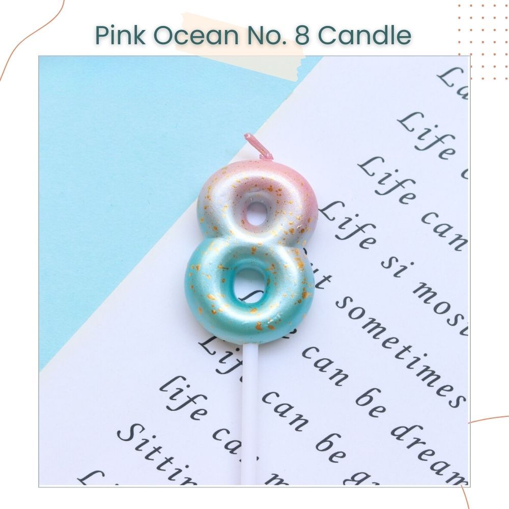 Pink Ocean and Purple Galaxy 0-9 Number Candle for Birthday Cake Decoration Birthday Party