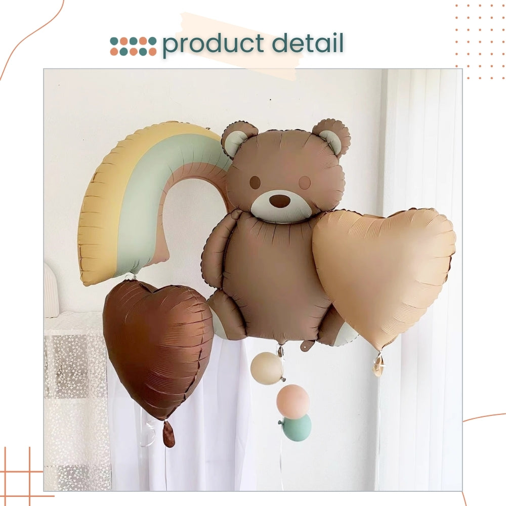 Premium Matt Finishing Airplane Car Rainbow Bear foil balloon for Birthday Decoration