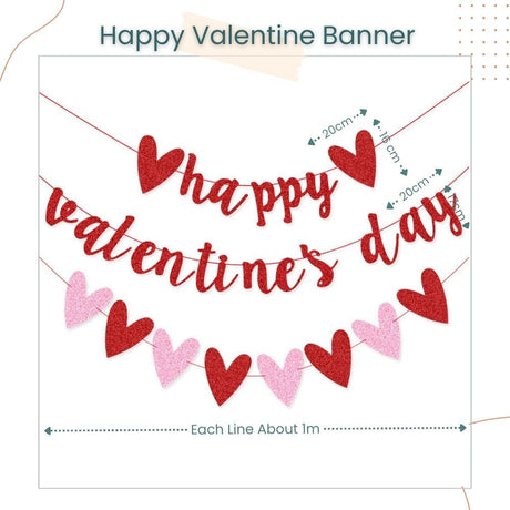 Happy Valentine's Day With Loves Glitter Red Pink Banner For Valentine's Day Decoration with Lover