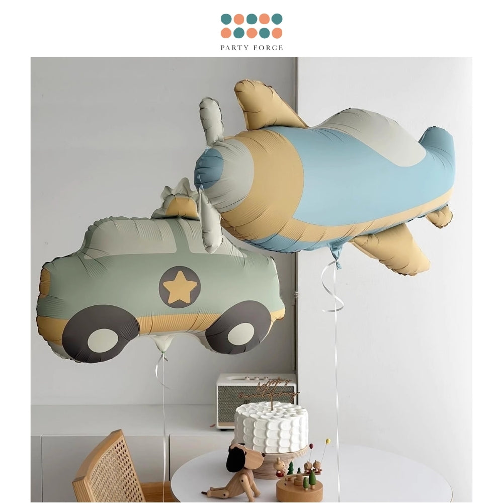 Premium Matt Finishing Airplane Car Rainbow Bear foil balloon for Birthday Decoration