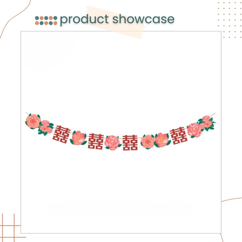 Red Theme Chinese Happy Wedding Banner for Wedding Party Event Decoration