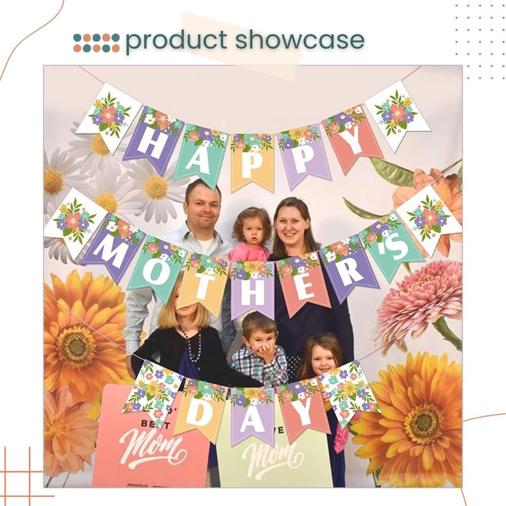 Happy Mother's Day Pastel Flower Design Banner For Mother's Day Parties Decoration