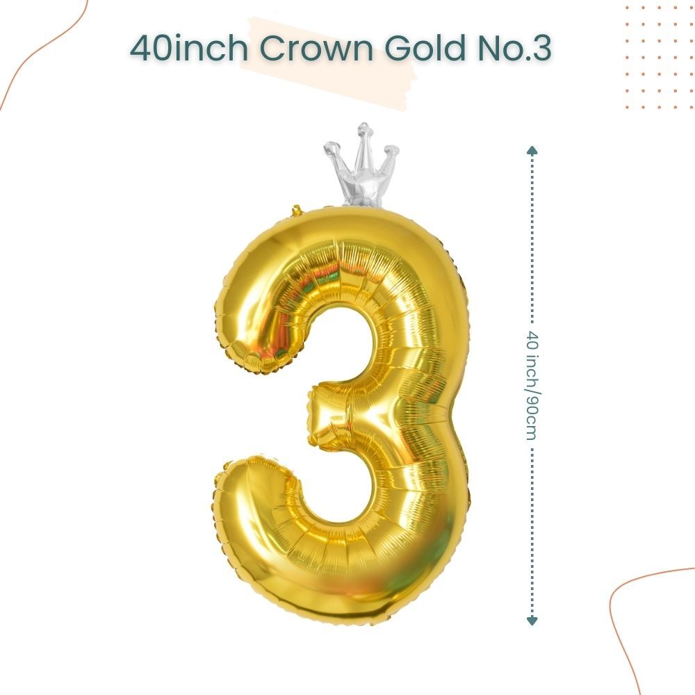 40 inch Gold Crown Number Balloon