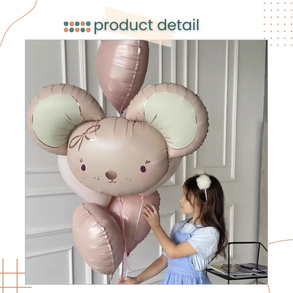 Premium Matt Finishing Goodnight moon Pink Mouse Rabbit Crane Foil balloon for birthday party decoration