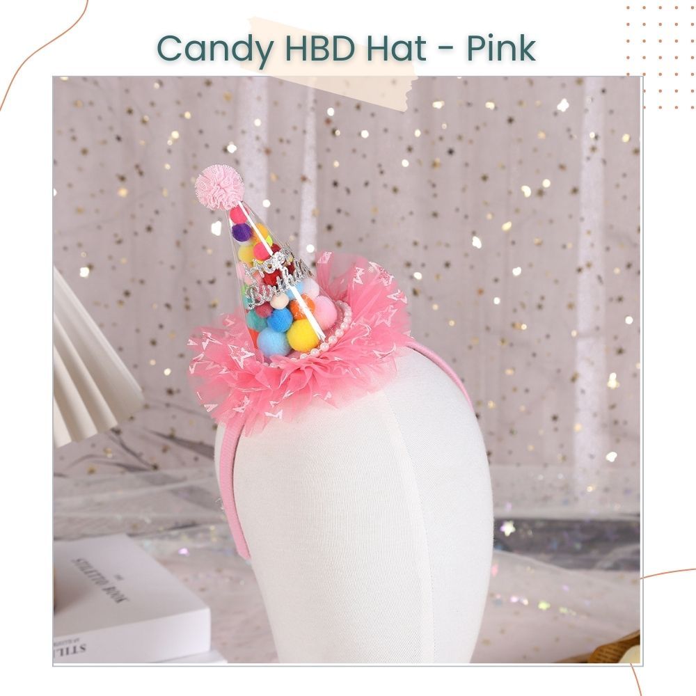 Rainbow Candy Birthday Hat Headband for Party Hair Accessories Birthday Event