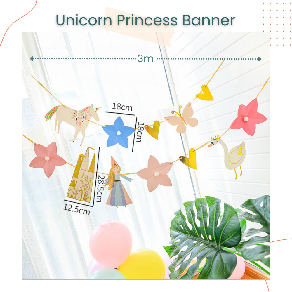 Unicorn Princess Theme Happy Birthday Decoractive Banner for Event Party Decoration
