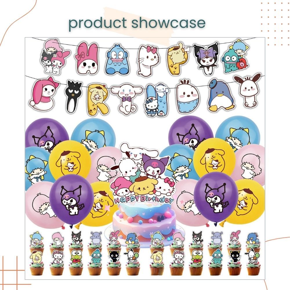 Sanrio Theme Cinnamoroll Kuromi Hello Kitty Balloon Pack for Birthday Party