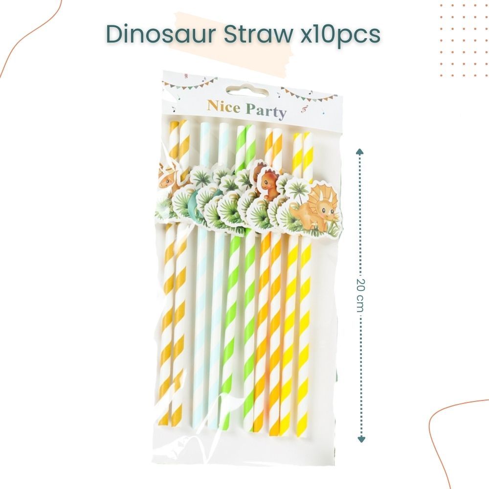 Kids Theme Mermaid Animal Dinosaur 10pcs/Pack Straw Set for Birthday Party