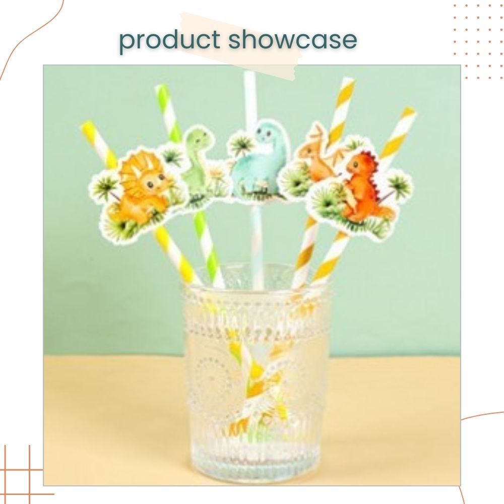 Kids Theme Mermaid Animal Dinosaur 10pcs/Pack Straw Set for Birthday Party