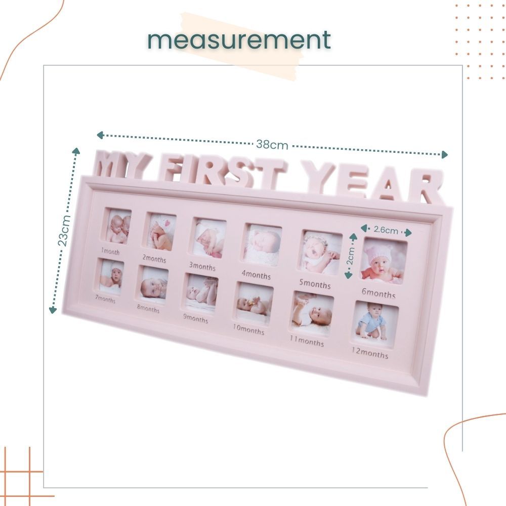 My First Year 12 Month Memorial Baby Photo Frame for Baby 1st Birthday