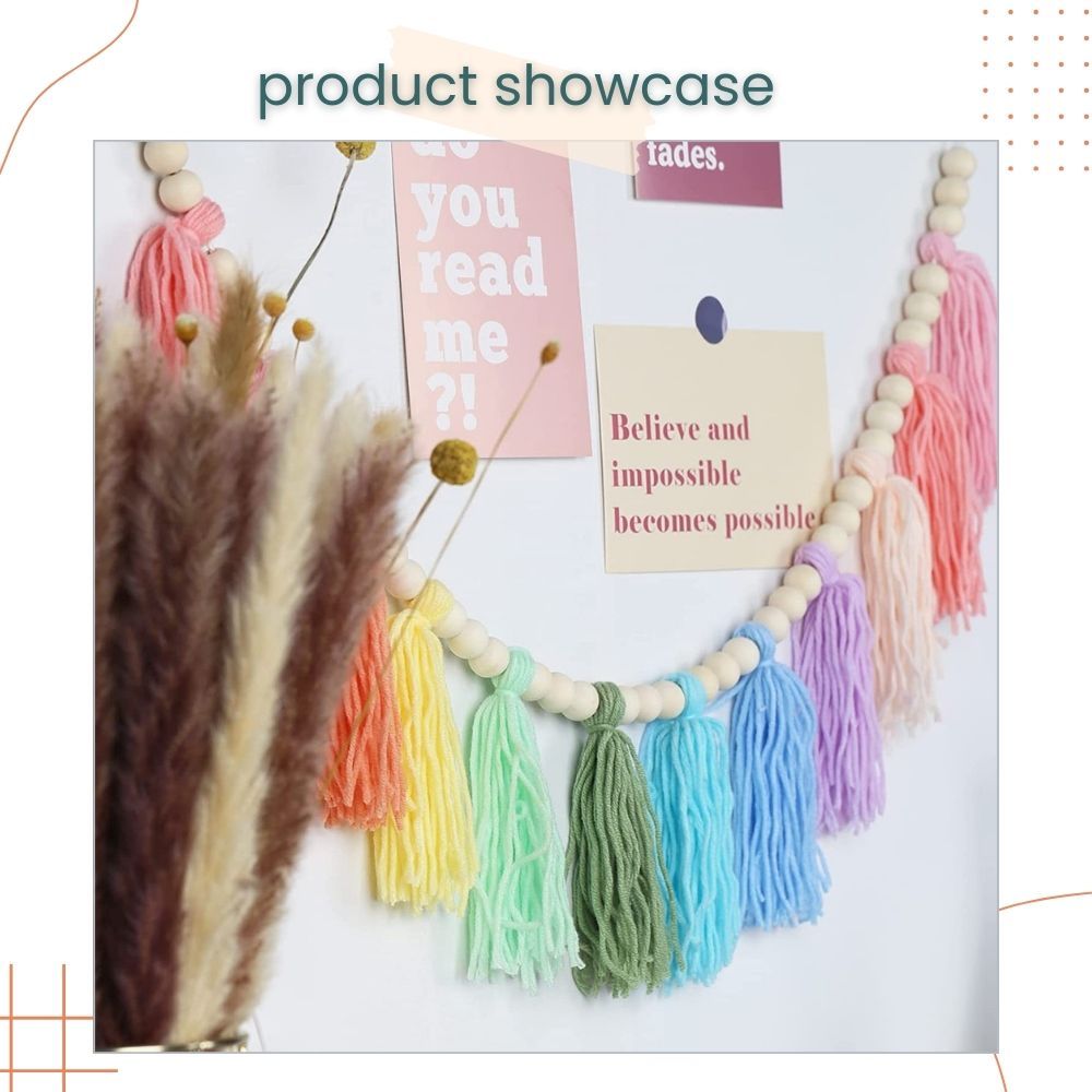 Rainbow Nordic Style Pom Pom Woolen Tassel Garland for Home Decoration Party