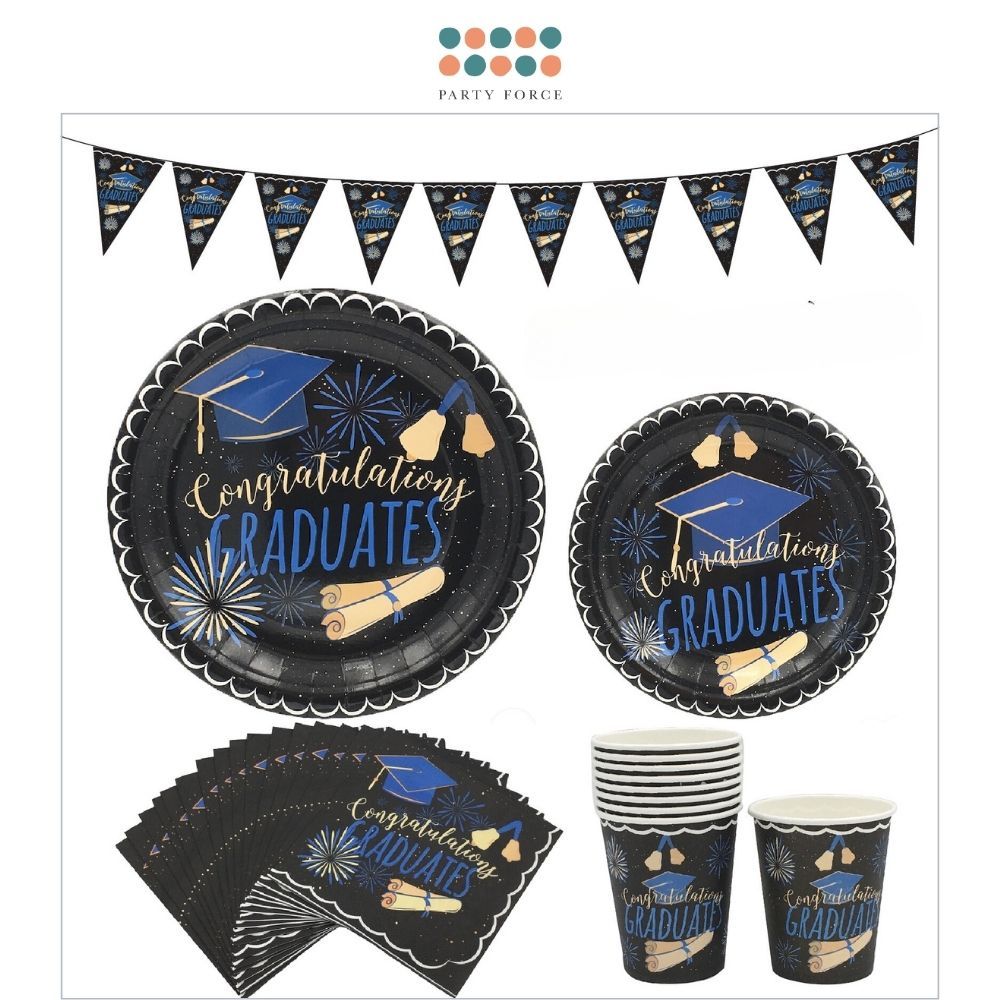 Black Theme Graduation Tableware Banner for Graduation Celebration Party Decoration