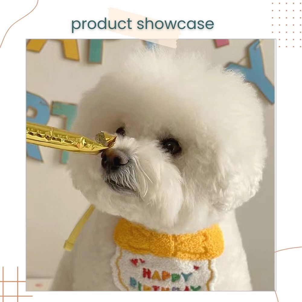 Korea Style Pets Dog Cat Colorful Birthday Scarft Hat Set for Pet's Birthday Costume