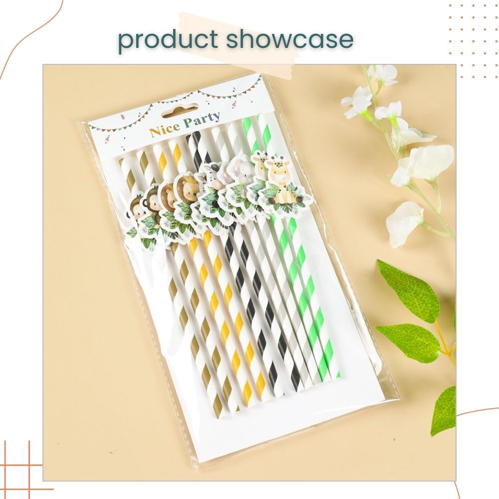 Kids Theme Mermaid Animal Dinosaur 10pcs/Pack Straw Set for Birthday Party