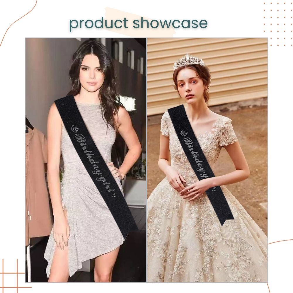 New Edition Glitter Diamond Birthday Girl Sash Party Accessories