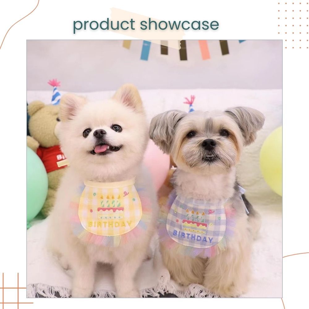 Korea Style Pets Dog Cat Colorful Birthday Scarft Hat Set for Pet's Birthday Costume