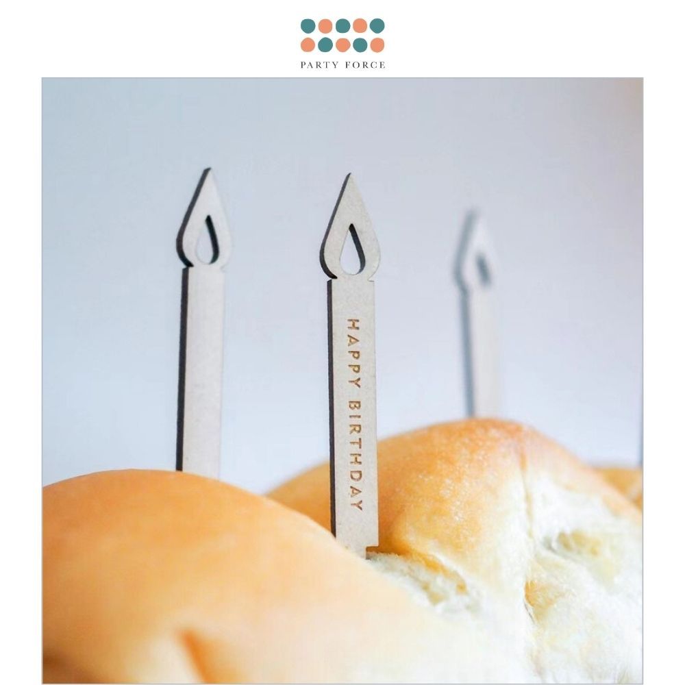 Simple Wooden Style Candle Design Topper for Birthday Party Cake Decoration