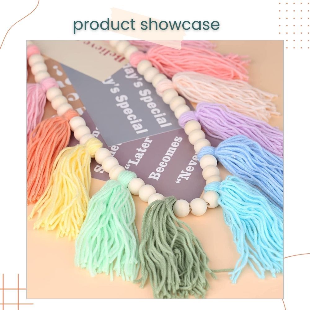 Rainbow Nordic Style Pom Pom Woolen Tassel Garland for Home Decoration Party