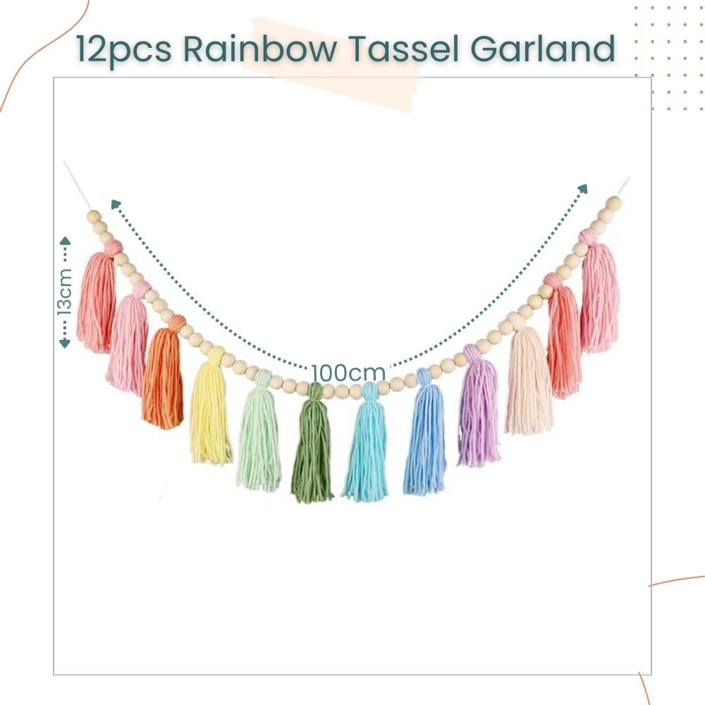Rainbow Nordic Style Pom Pom Woolen Tassel Garland for Home Decoration Party