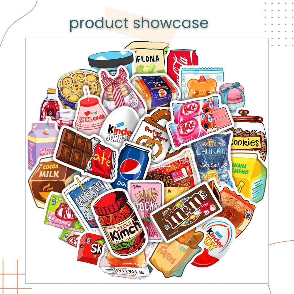 50pcs Snack Food and Drinks Stickers Cute for Kids Birthday Goodie Bag Gift