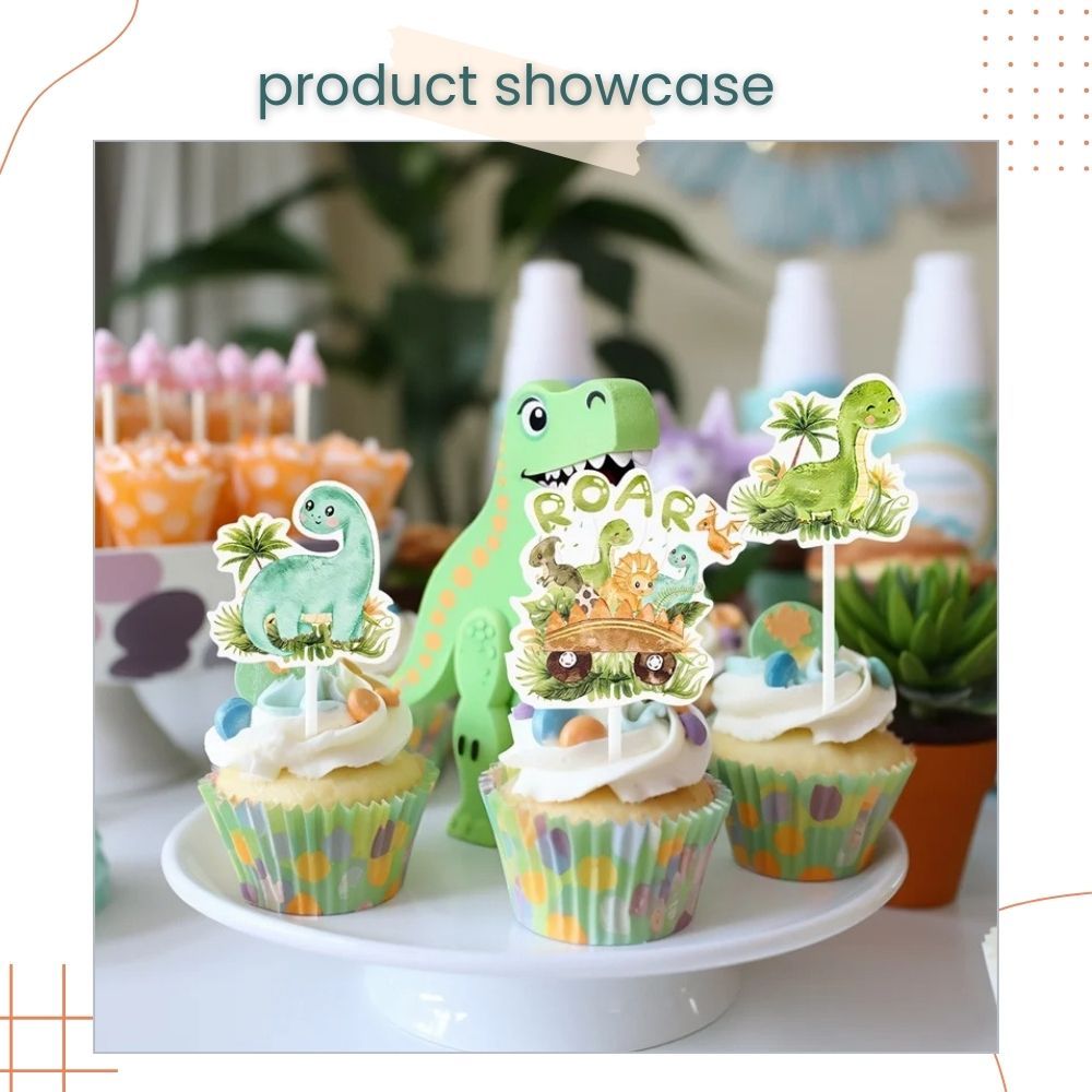 Kid Theme Unicorn Mermaid Animal Dinosaur Cupcake and Cake Topper Set for Birthday Party