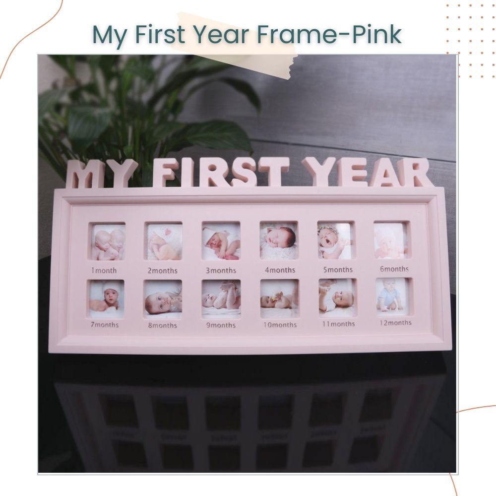 My First Year 12 Month Memorial Baby Photo Frame for Baby 1st Birthday