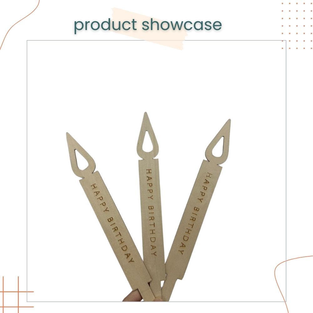 Simple Wooden Style Candle Design Topper for Birthday Party Cake Decoration