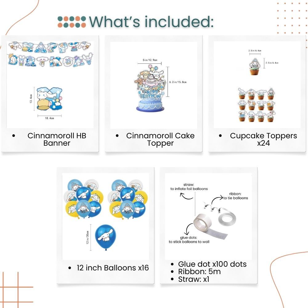 Sanrio Theme Cinnamoroll Kuromi Hello Kitty Balloon Pack for Birthday Party