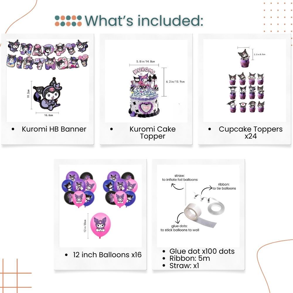 Sanrio Theme Cinnamoroll Kuromi Hello Kitty Balloon Pack for Birthday Party