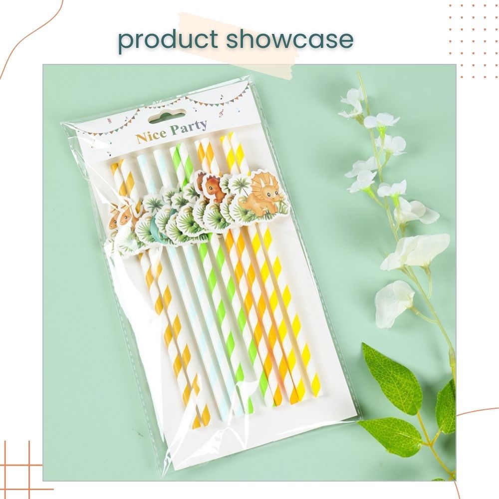 Kids Theme Mermaid Animal Dinosaur 10pcs/Pack Straw Set for Birthday Party