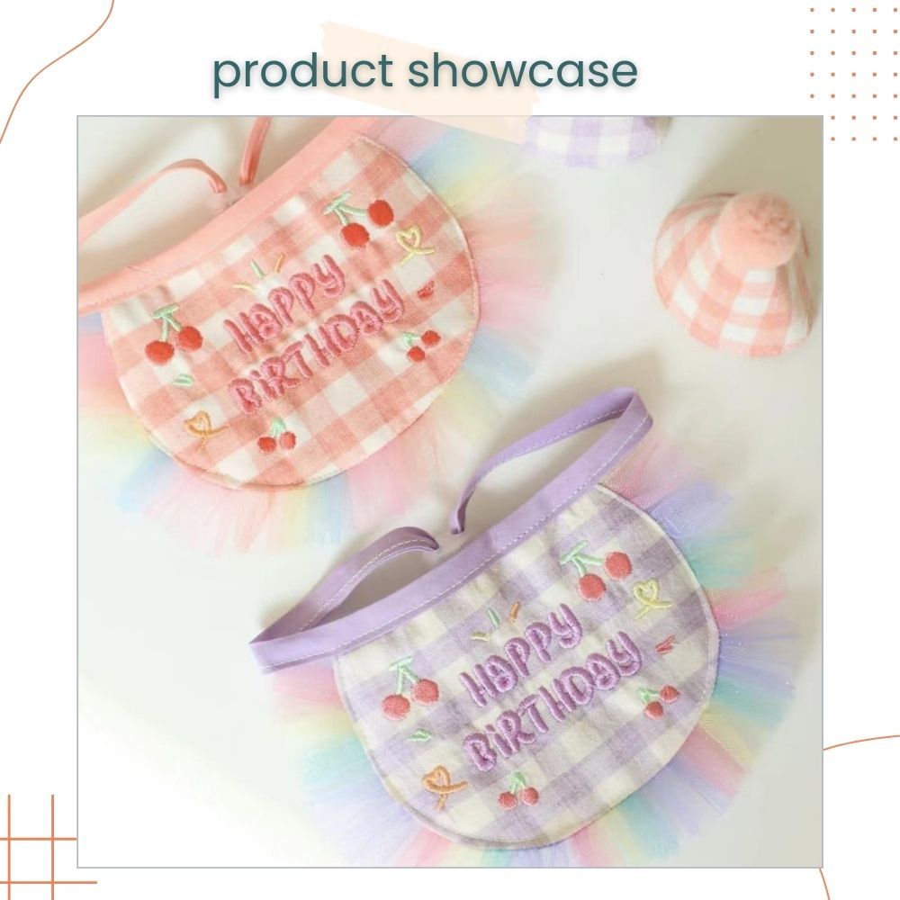 Korea Style Pets Dog Cat Colorful Birthday Scarft Hat Set for Pet's Birthday Costume
